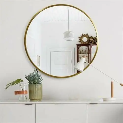 28 Inches Gold Round Mirror Design