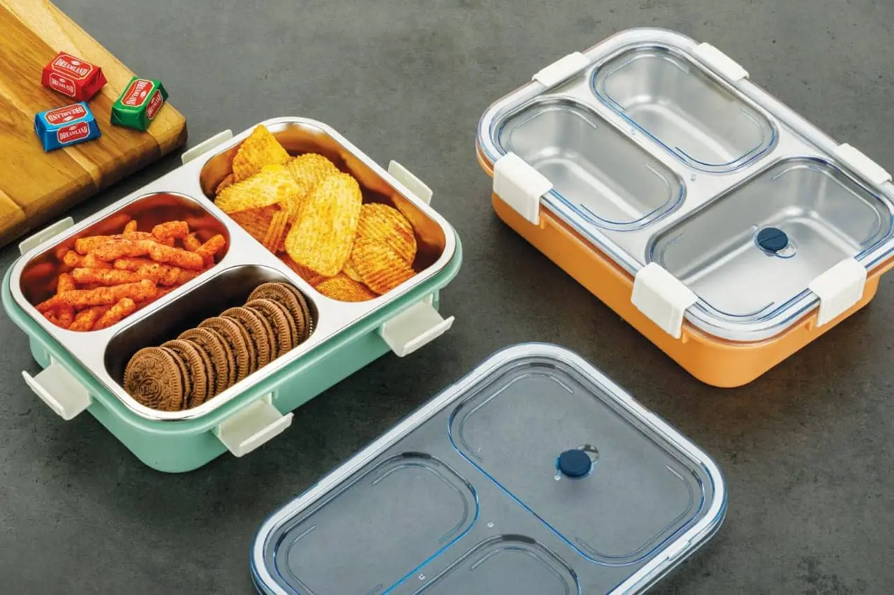 3 Compartment stainless steel lunch box