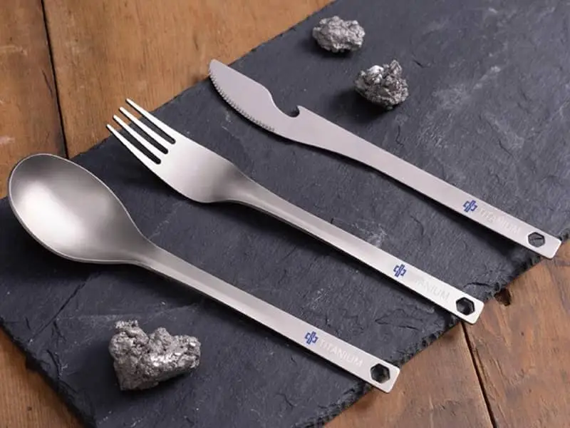 Pure Titanium Lightweight Multi-Tool Cutlery Set – Spoon, Fork & Knife