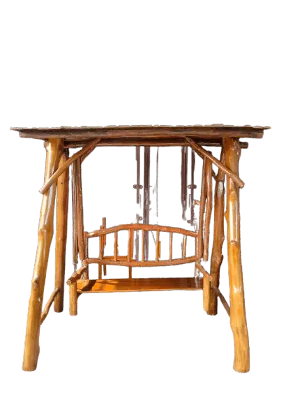 Rustic Wooden Garden Swing with Canopy