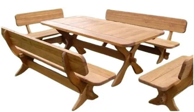 Solid Wood Dining Set with Benches