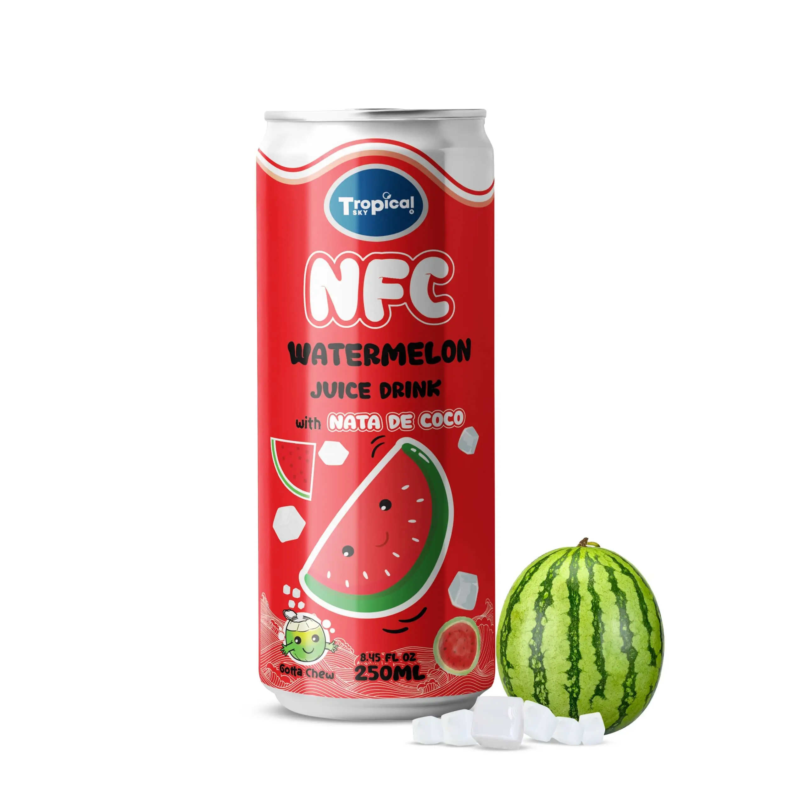 NFC Watermelon juice with nata de coco 250ml/330ml canned Private label OEM
