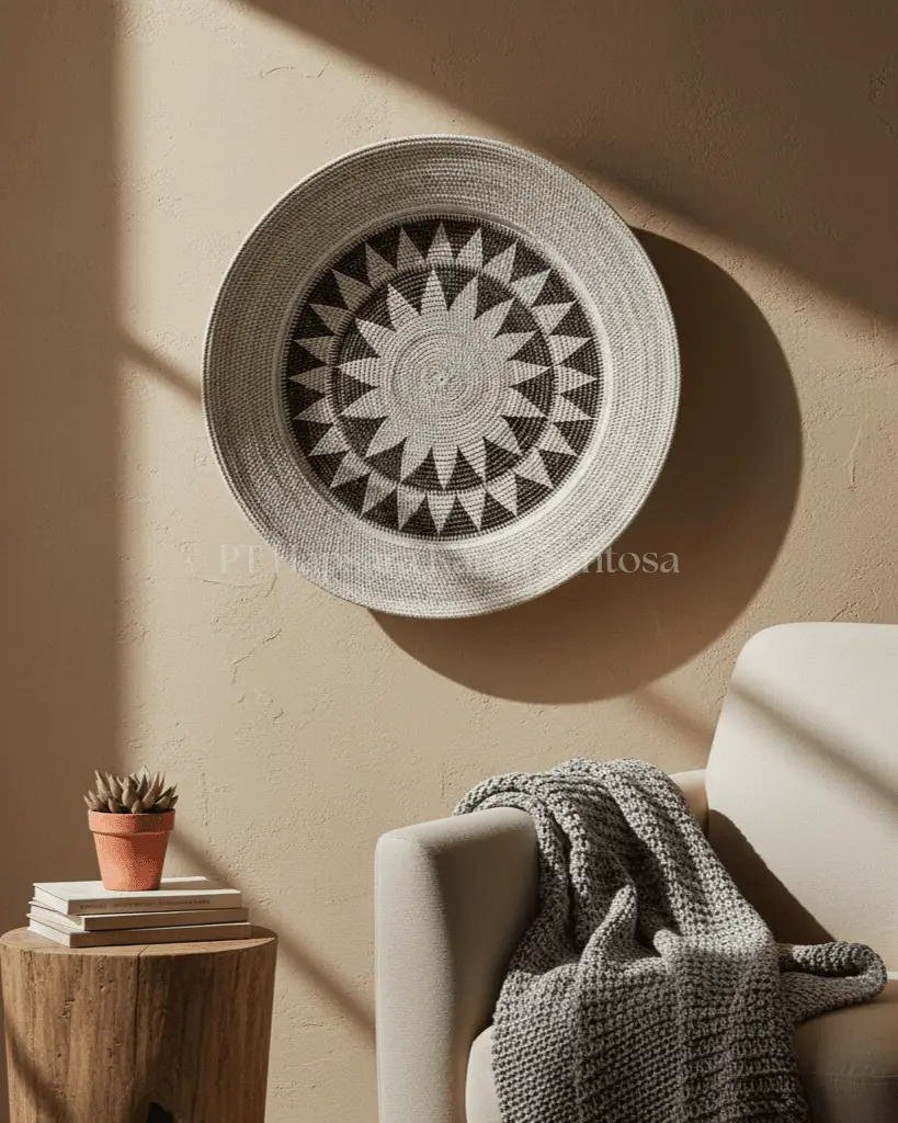 Handwoven Water Hyacinth Wall Plate  Boho Decorative Woven Wall Art