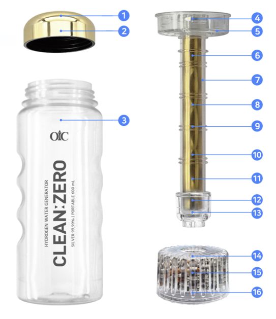 Hydrogen Water Generator Bottle - CLEAN:ZERO