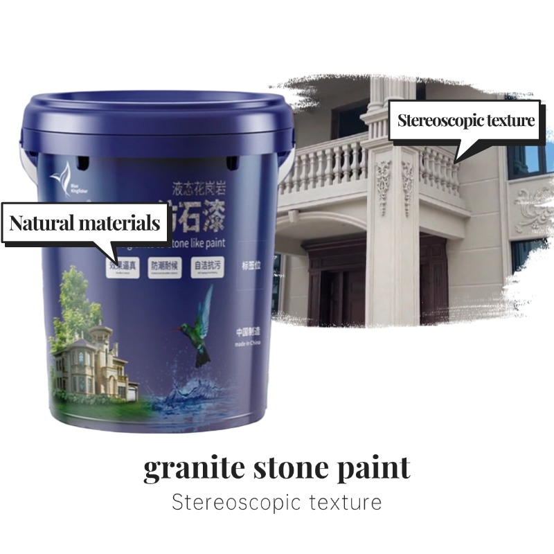 Exterior liquid granite stone paint is strong and durable and looks like new for many years. Directly sold by Blue Kingfisher brand manufacturers.