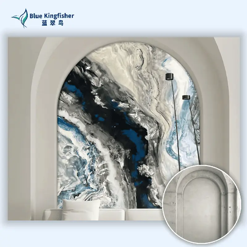 Blue Kingfisher Venetian Plaster Wall Aesthetic Art Design Manufacturer Wholesale Large Quantity Discount