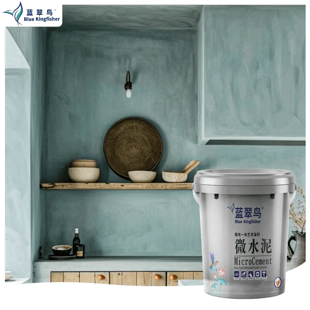 Blue Kingfisher microcement is suitable for walls and floors, simple style