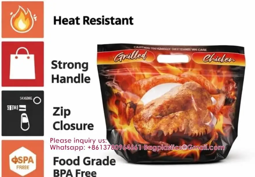 ROTISSERIE CHICKEN BAGS, MIRCOWAVE POUCH, HOT ROAST BAG, FRESH FRUIT VEGETABLE PACKAGING, CHERRY PAC