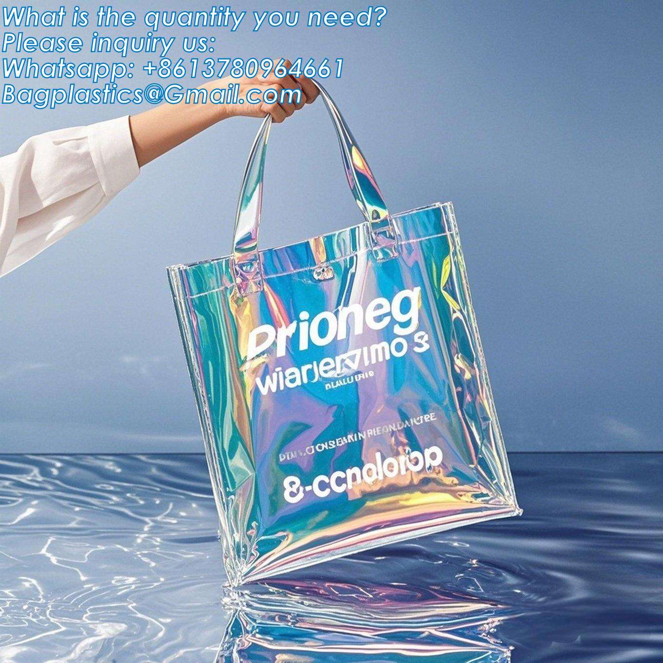 PVC Tote Shopper Square Handbag Ladies Shoulder Beach Bag, pvc waterproof shoulder beach bag with two bags, handle shoul