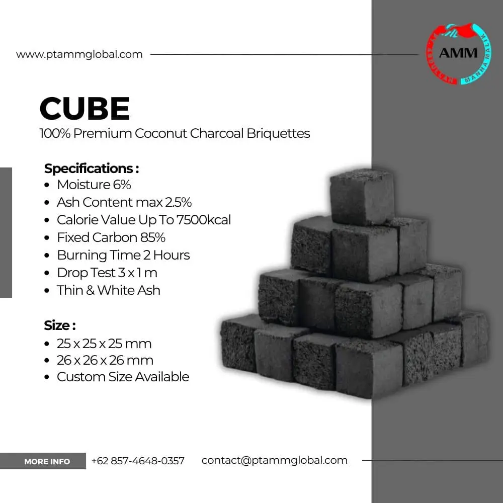 Coconut Shell Charcoal Shisha Cube Briquette