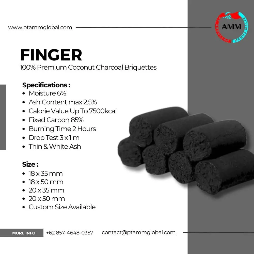 Coconut Shell Charcoal Shisha Finger Briquettes