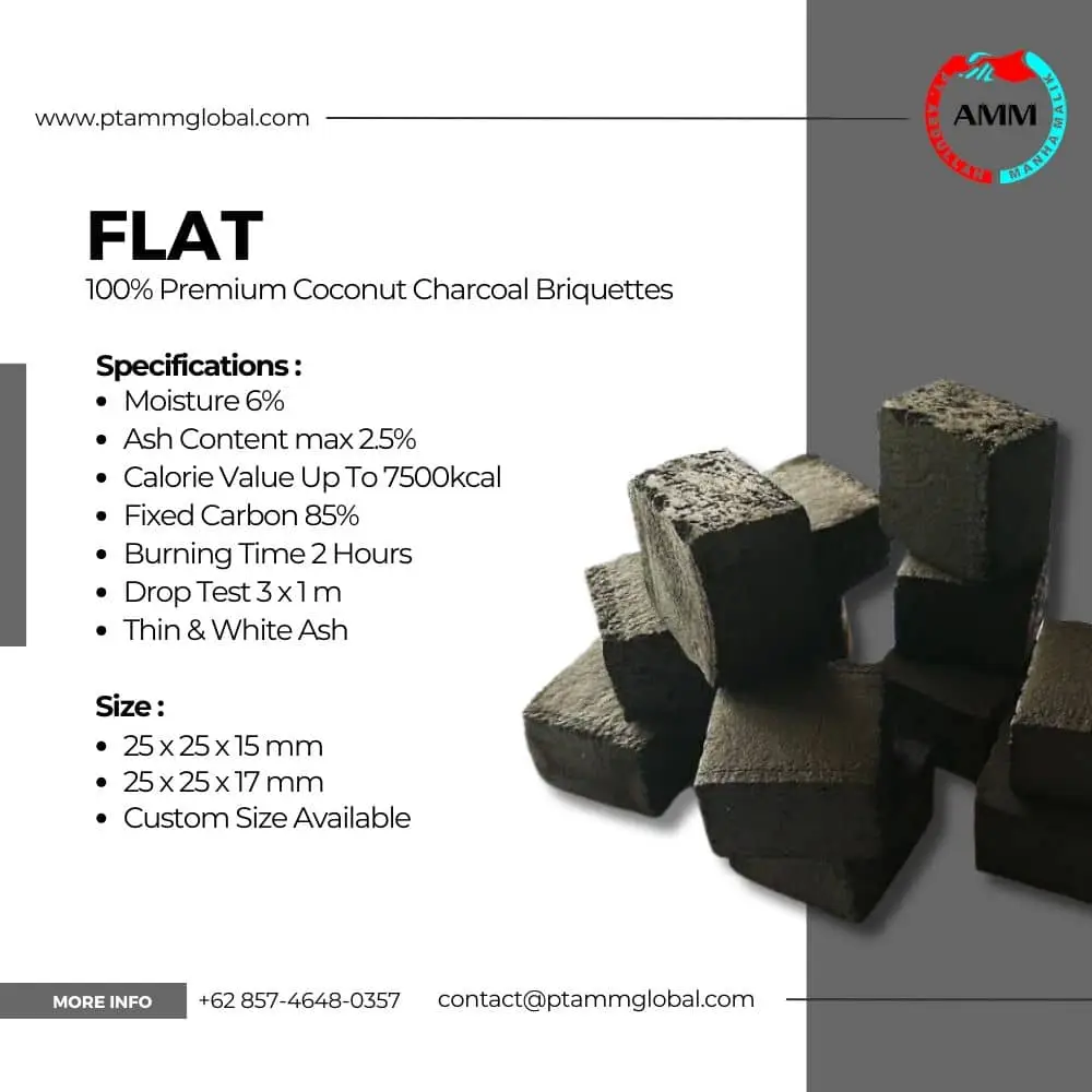 Coconut Shell Charcoal Shisha Flat Briquettes