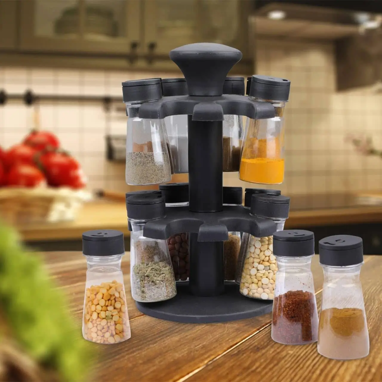 Revolving Spice Rack 16-1 jars 360 Degree Masala Box Spice Jar Condiment Set Spice Container