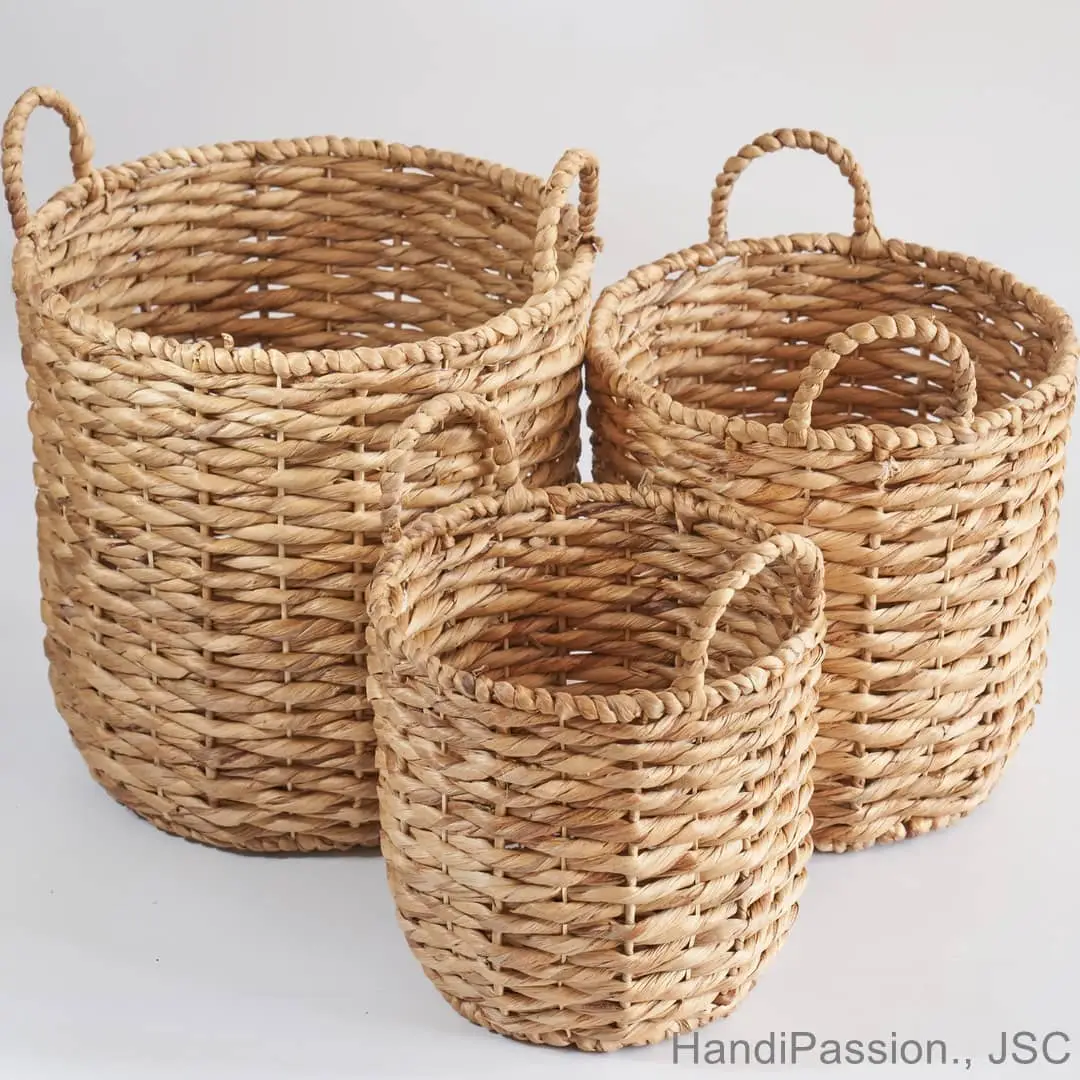 Water hyacinth woven Laundry Basket, Storage Basket Made in Vietnam