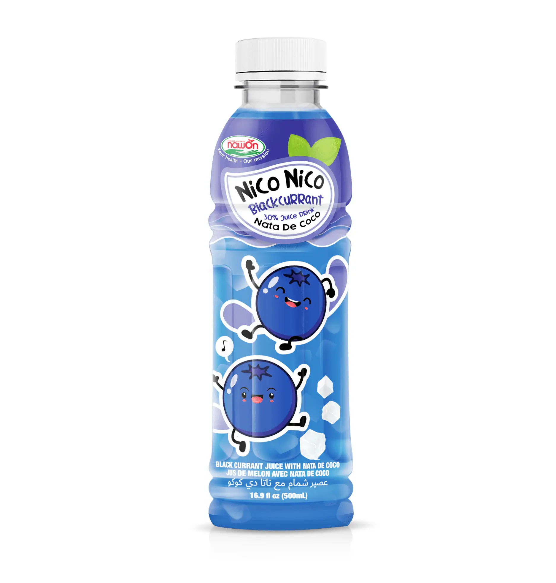 Nico Nico 500ml Black Currant Juice Drink with Nata De CoCo Not From Concentrate Wholesale Price OEM ODM Beverage Manufacturer