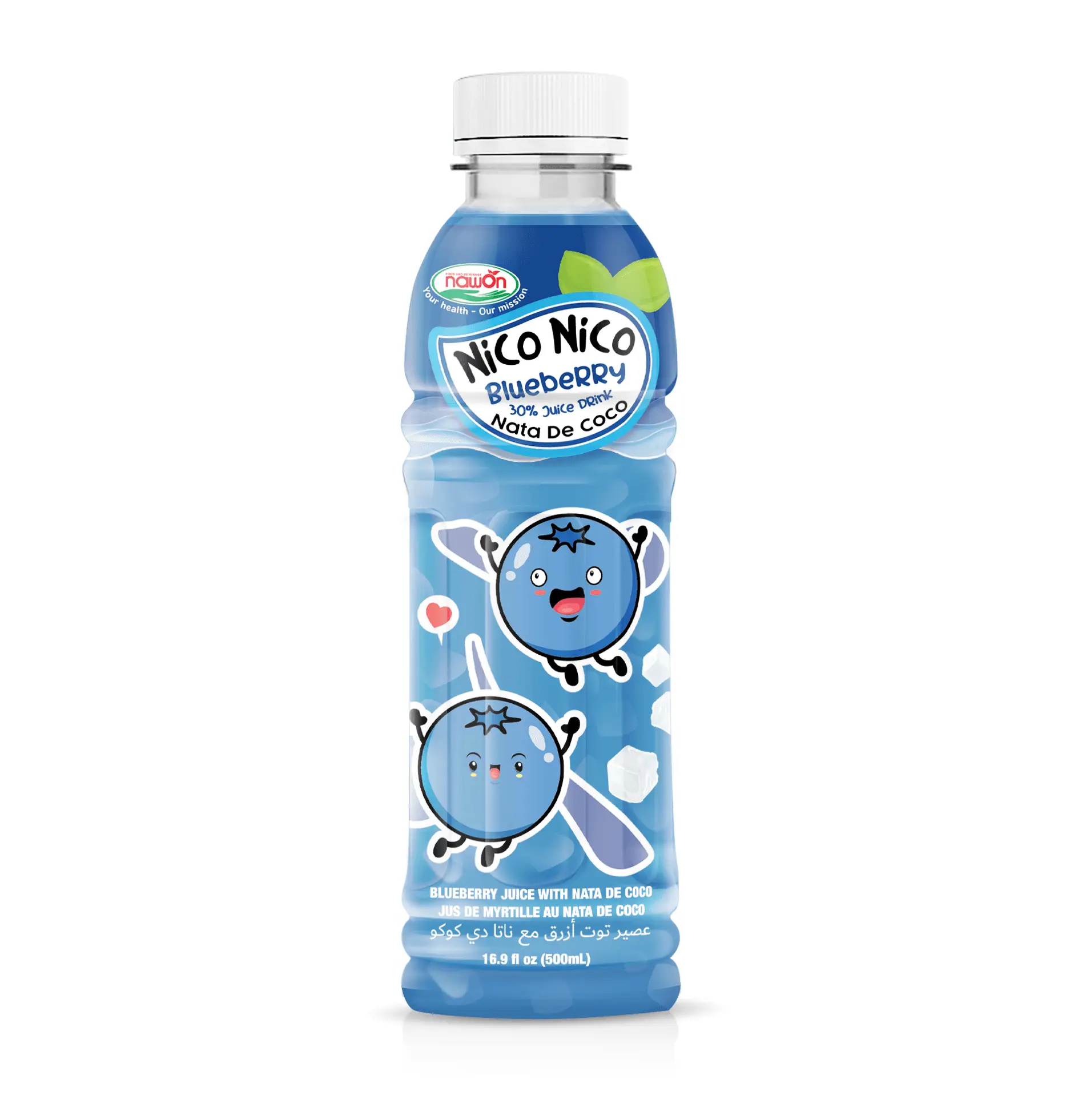 Nico Nico Blueberry Juice with Nata de CoCo 500ml Premium Soft Drink OEM ODM HALAL Certificate Beverage Manufacturer