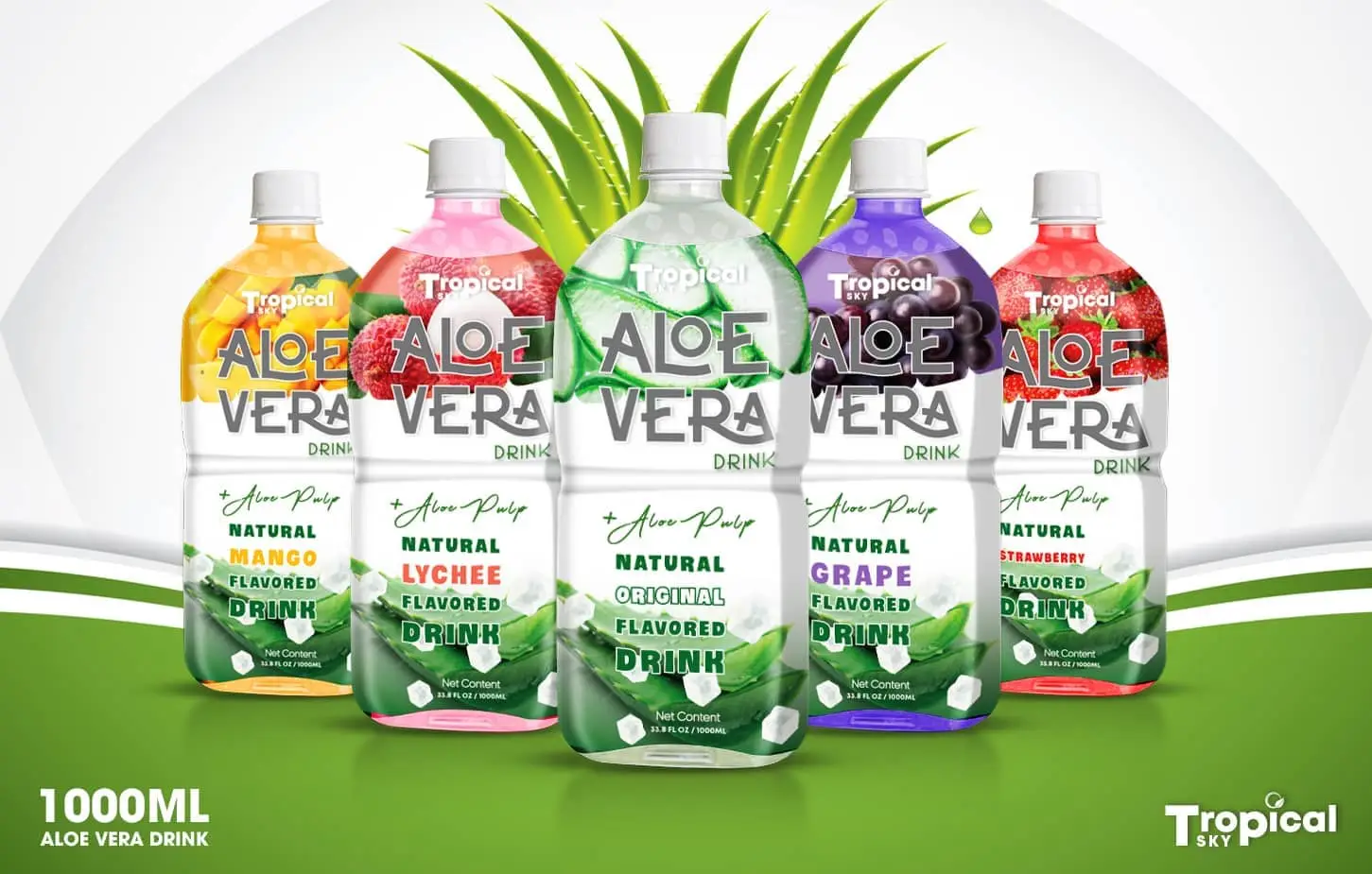 1L Aloe vera juice with pulp from Manufacturer Tropical Sky beverage in Viet Nam