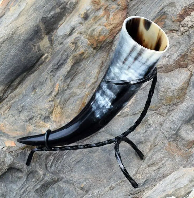 Viking drinking Horn with iron stand