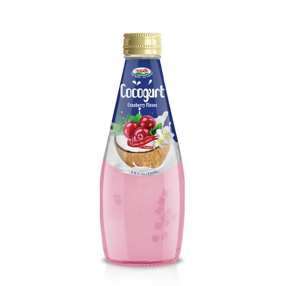 290ml Cocogurt Cranberry Flavor with Nata De Coco Best Soft Drink Glass Bottle Wholesale Prices Viet Nam