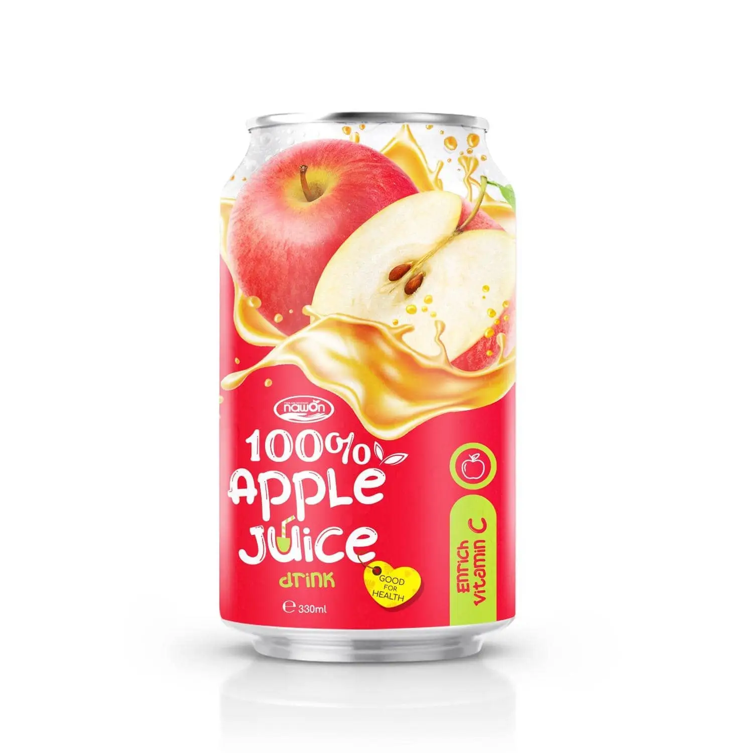 100% Apple Juice Drink 330ml Aluminum Can Premium Quality Soft Drink OEM ODM Private Label by Nawon Beverage Wholesale Supplier