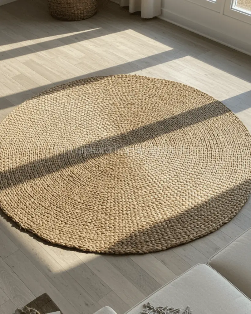 Handwoven Round Water Hyacinth Rug Natural Woven Circular Carpet