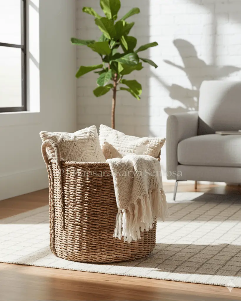 Handwoven Water Hyacinth Basket with Handles Eco-Friendly Natural Storage Organizer Eco-friendly handwoven water hyacinth basket with handles. Durable, stylish, and perfect for storage, laundry, toys, or as rustic natural home decor