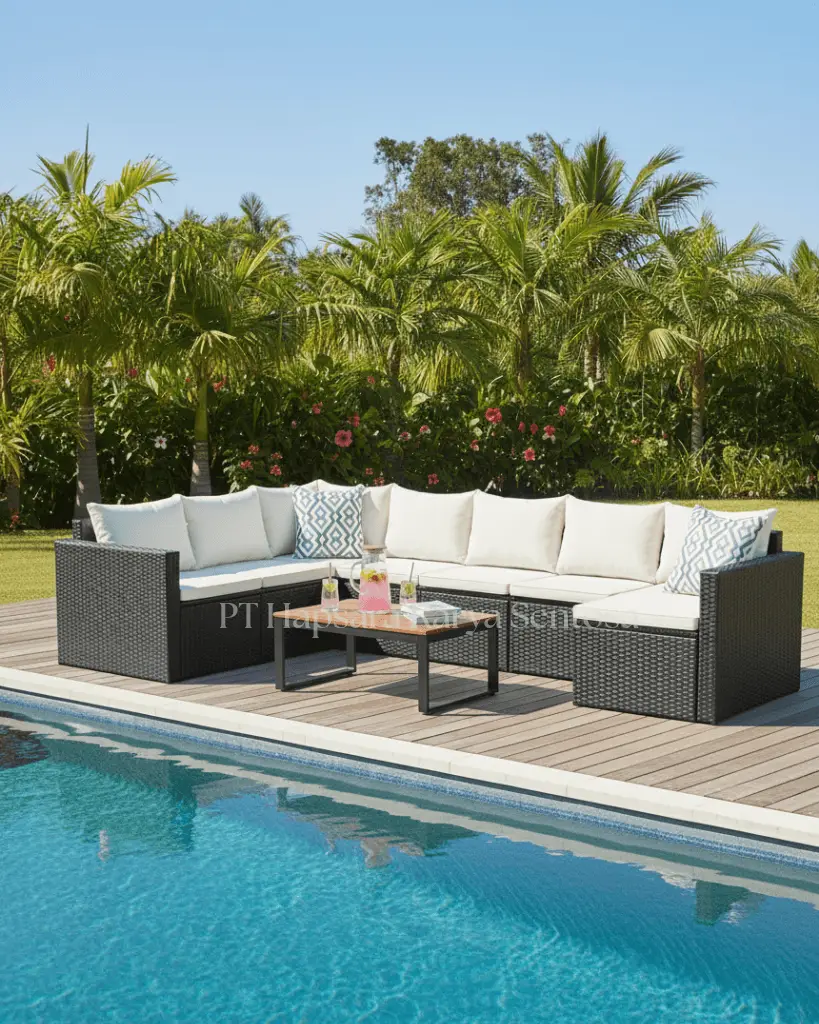 Outdoor Synthetic Rattan Sofa – UV Resistant & Weatherproof Aluminum Frame synthetic rattan sofa, UV resistant rattan furniture, outdoor rattan sofa set, weatherproof patio furniture, aluminum frame garden sofa, modern outdoor lounge