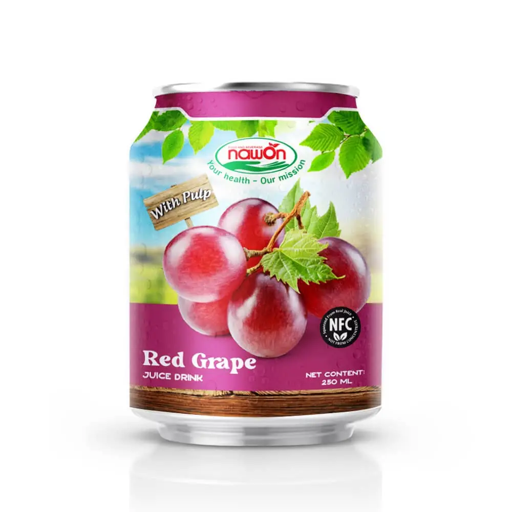 OEM/ODM 250ml Grape Fruit Juice Drink Premium Soft Drink Not Come From Concentrate by Nawon Beverage Supplier