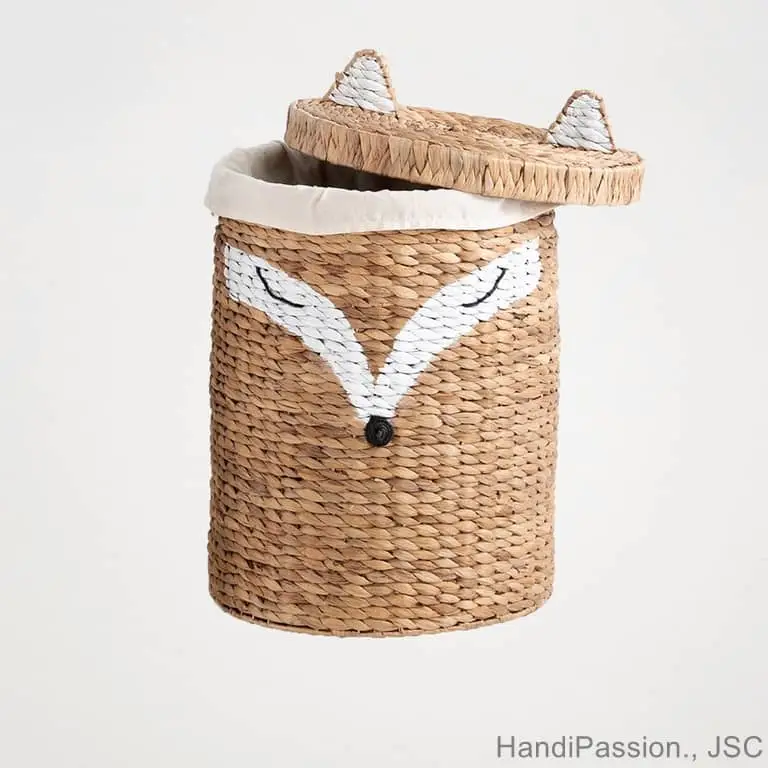 Water Hyacinth Animal Fox Shaped Woven Basket Laundry Storage Basket