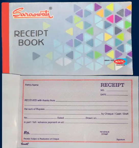 Cash book receipt (duplicate)