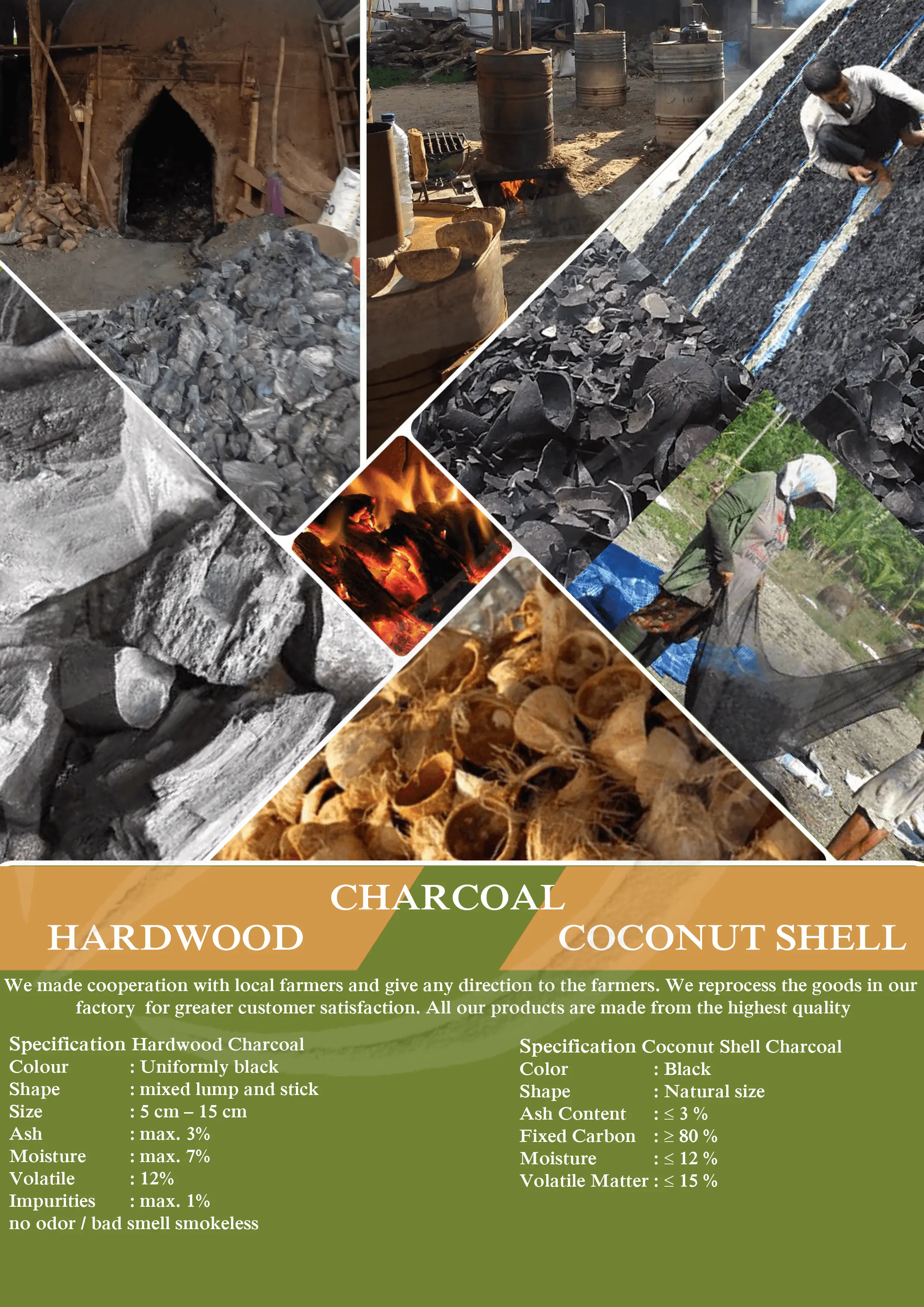 Charcoal and wood pellets