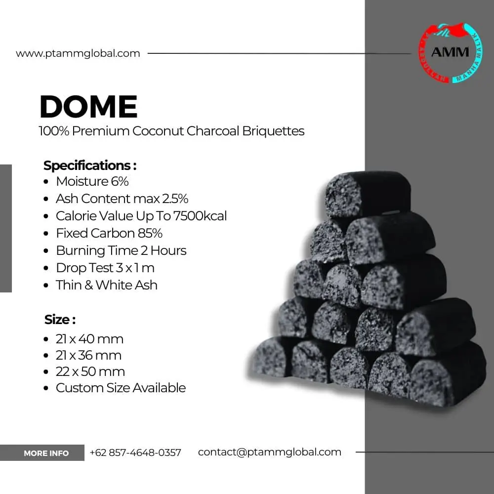 Coconut Shell Charcoal Shisha Dome Briquettes