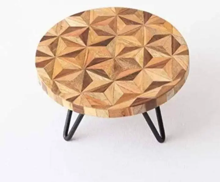 Wooden Table with Iron Stand