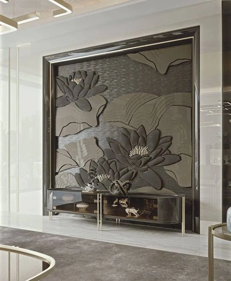 Floral design carved stone