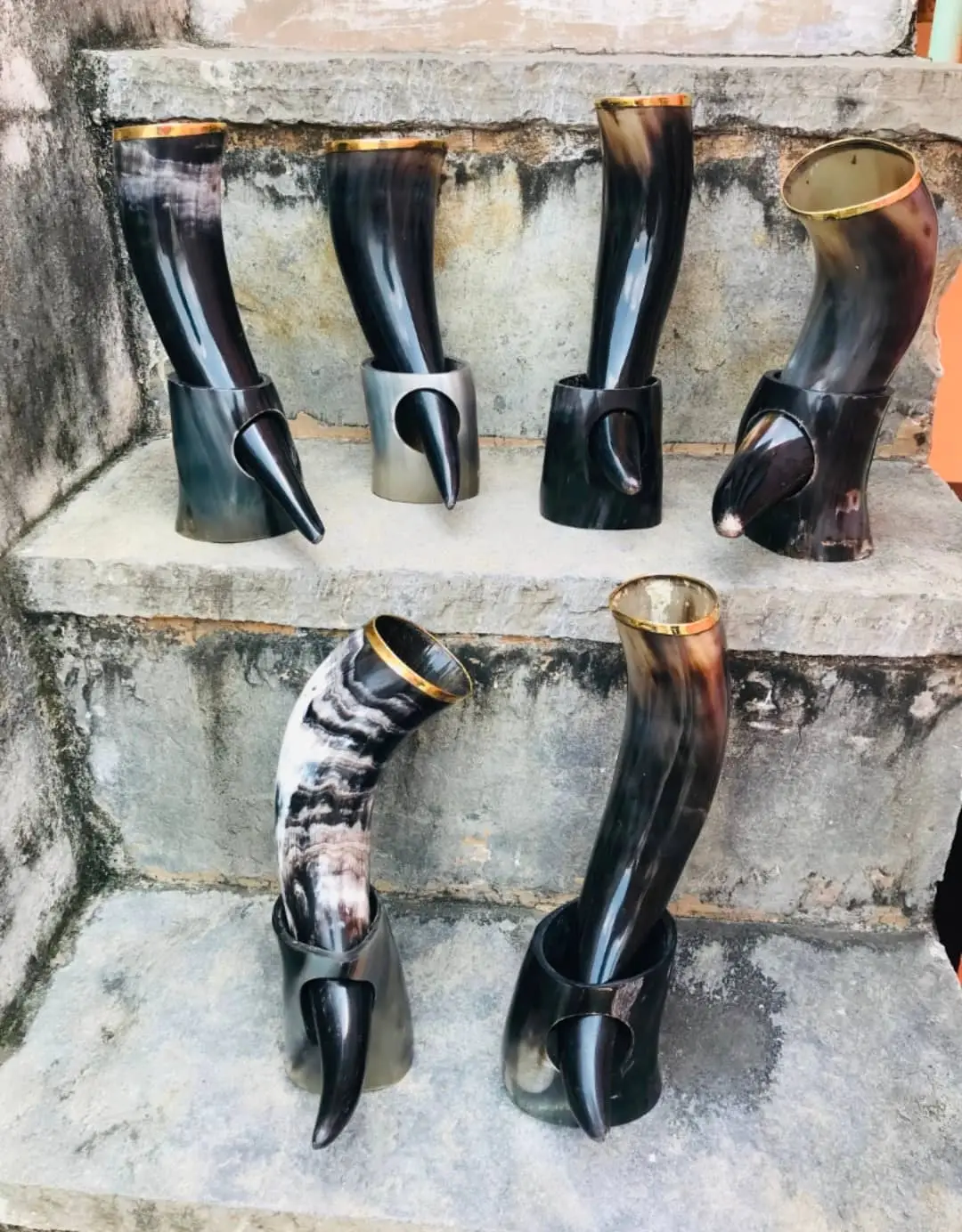 Viking drinking horn with Horn stand