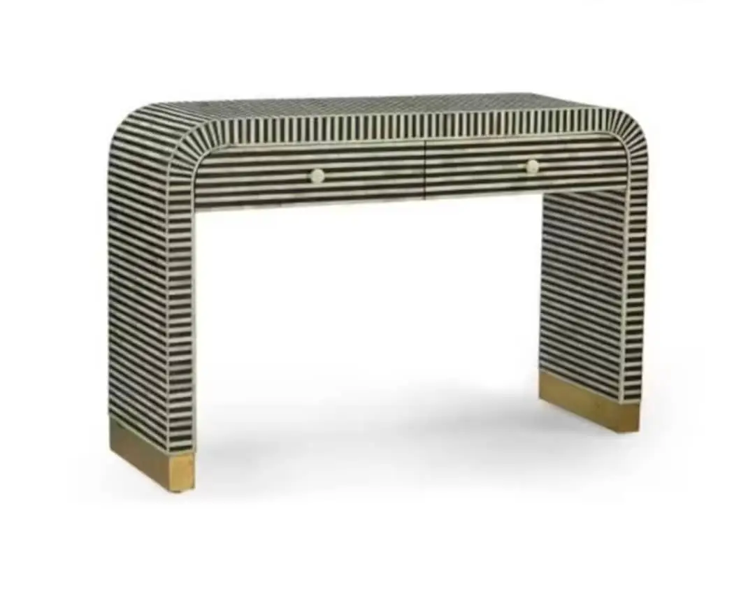 Bone Inlay optical Pattern console Table Best For Home Decor