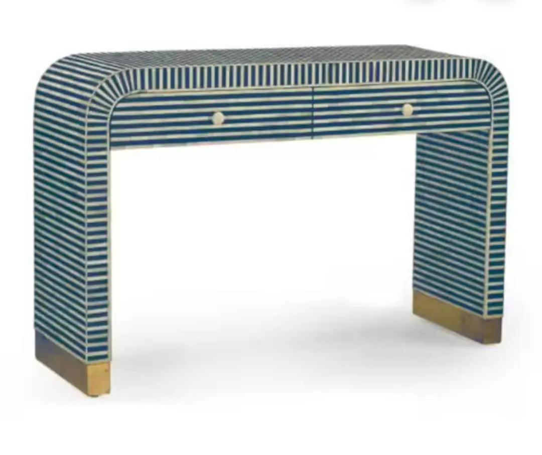 Bone Inlay optical Pattern console Table Best For Home Decor