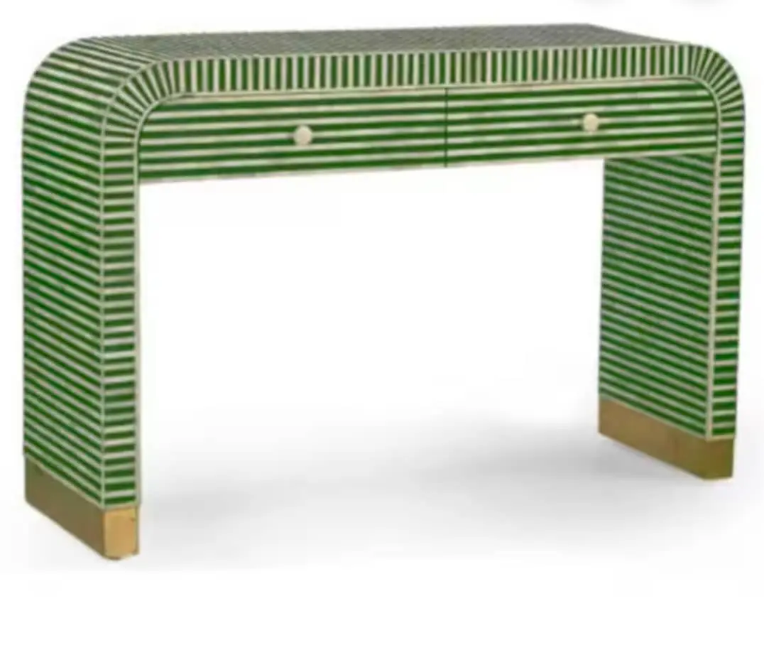 Bone Inlay optical Pattern console Table Best For Home Decor