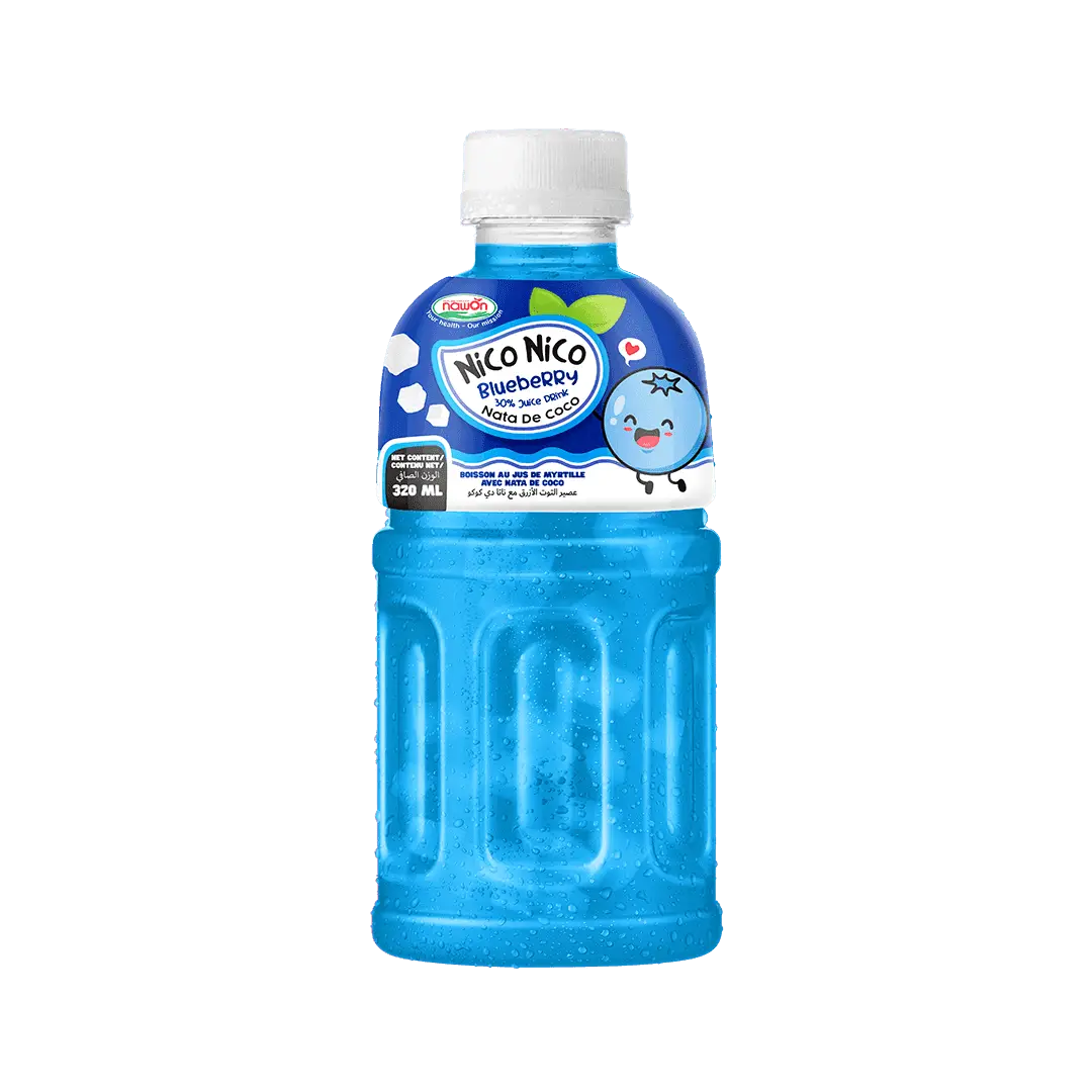 320ml Nico Nico Blueberry Juice Drink with Nata de CoCo Not From Concnetate OEM/ODM Wholesale Price Fresh Sweet Chewy Soft Drink