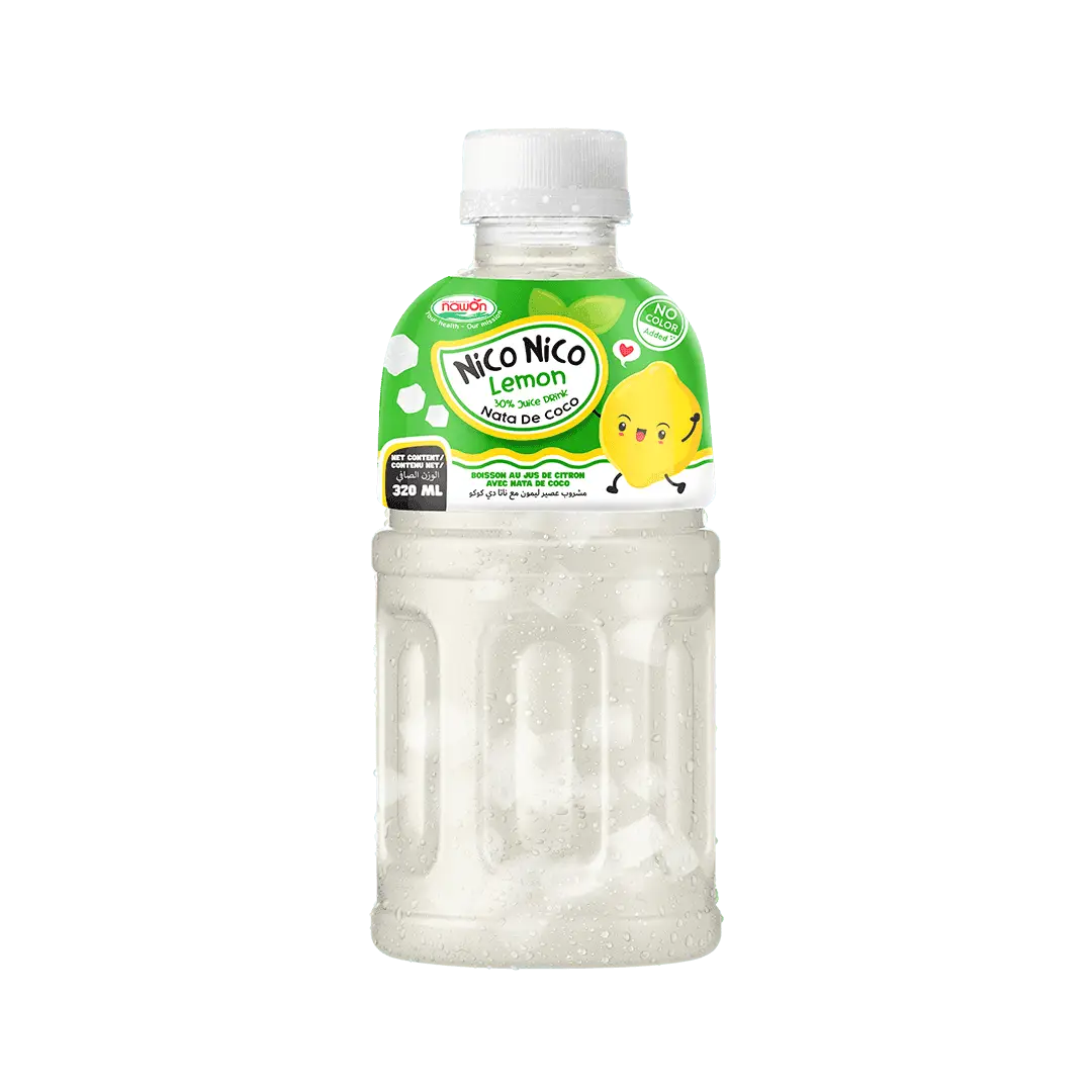 Nico Nico 320ml Lemon Juice Drink with Nata De CoCo Not From Concentrate Wholesale Price OEM ODM Beverage Manufacturer