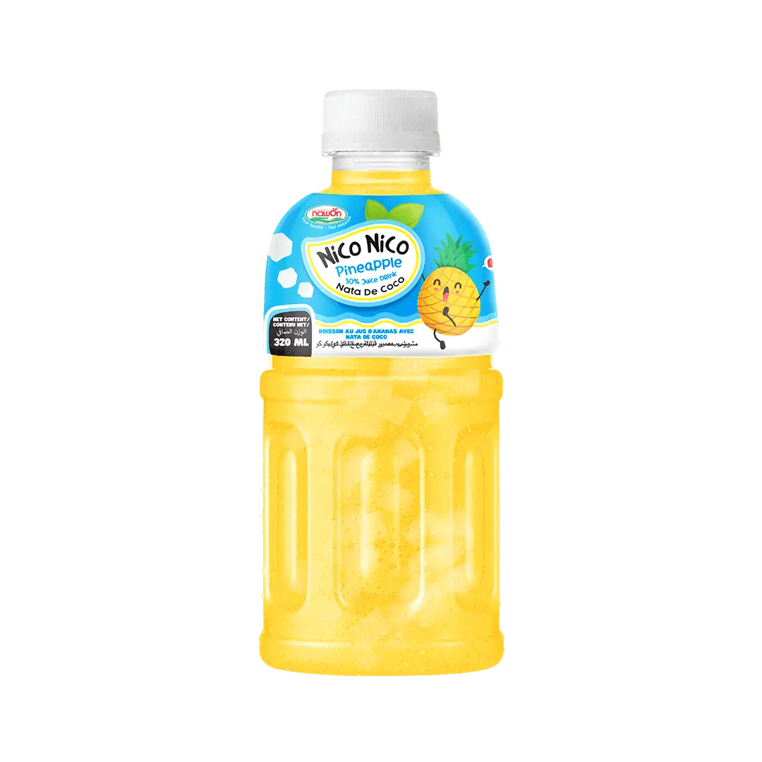 320ml Nico Nico Pineapple Juice Drink with Nata de CoCo Not From Concnetate OEM/ODM Wholesale Price Fresh Sweet Chewy Soft Drink