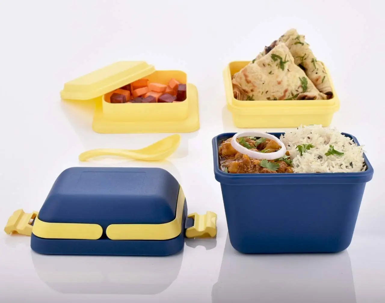 Plastic Dieting Airtight Lunch/Tiffin Box Set 3 Compartment Tiffin with Handle & Push Lock