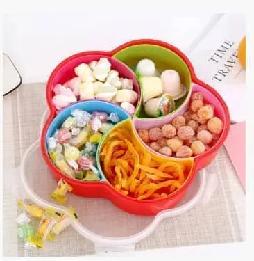 Plastic Round 5 Section Elegant Masala/Spice Storage, Rangoli Box, Dry Fruit Box