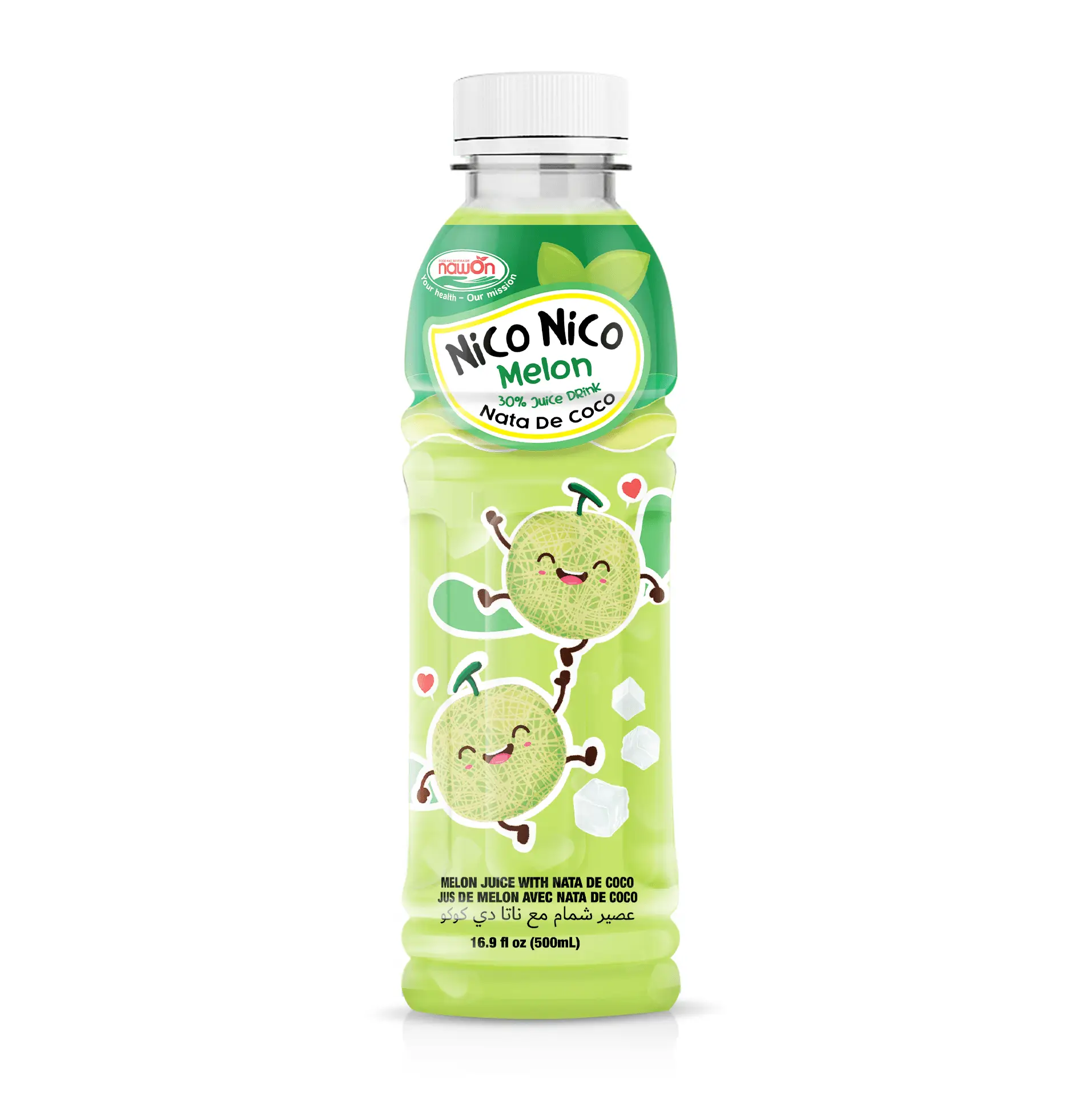 Nico Nico Melon Juice with Nata de CoCo 500ml Premium Soft Drink OEM ODM HALAL Certificate Beverage Manufacturer
