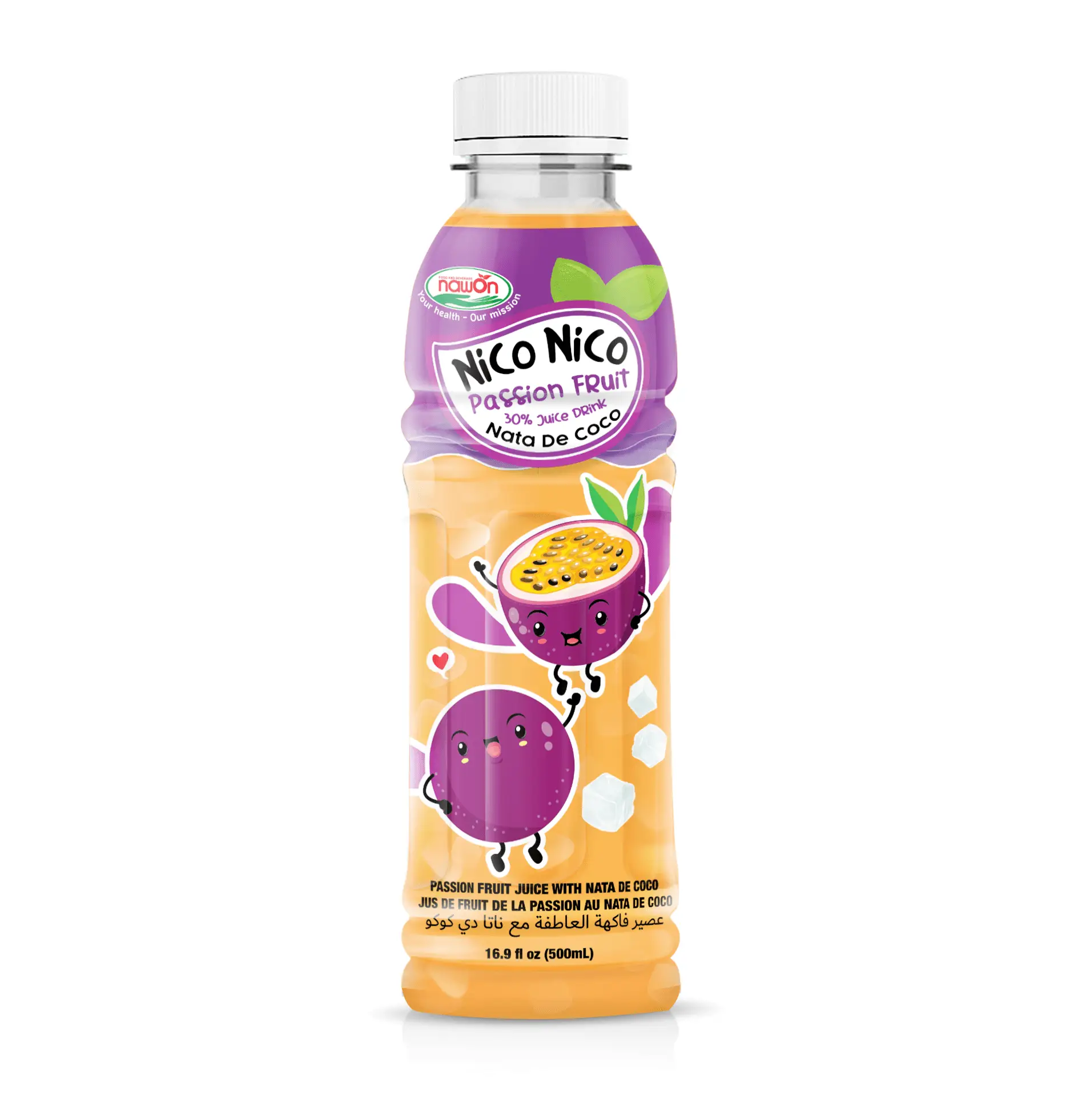 Wholesale 500ml Passion Juice with Nata de CoCo Private Label Nico Nico Premium Soft Drink OEM ODM Beverage Manufacturer